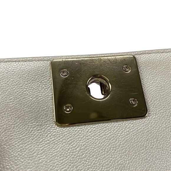 Auth CHANEL Boy Chanel AS3018 metallic white Calfskin Shoulder Bag Gold hardware - Picture 15 of 16